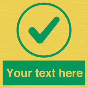 Custom green background, green tick in circle sign